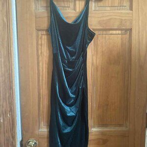 Green Velvet Midi Dress - Size Small